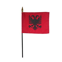 4 Inch (in) Height x 6 Inch (in) Length Albania Nylon Desktop Flag