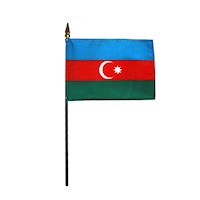 4 Inch (in) Height x 6 Inch (in) Length Azerbaijan Nylon Desktop Flag