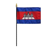 4 Inch (in) Height x 6 Inch (in) Length Cambodia Nylon Desktop Flag