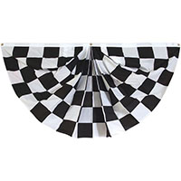 3 Feet (ft) Height x 6 Feet (ft) Length, Nylon, Black & White, Checkered Pleated Fan Flag