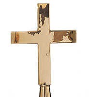 Plain Brass Church Cross, 9 Inch (in) Parade Pole Ornament