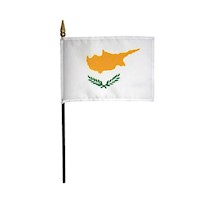 4 Inch (in) Height x 6 Inch (in) Length Cyprus Nylon Desktop Flag