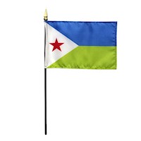 4 Inch (in) Height x 6 Inch (in) Length Djibouti Nylon Desktop Flag
