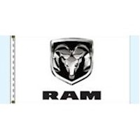 3 Feet (ft) Height x 5 Feet (ft) Length, White Nylon Dodge Ram Authorized Automobile Dealer Flag