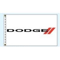2.5 Feet (ft) Height x 3.5 Feet (ft) Length, White Nylon Dodge Authorized Automobile Dealer Flag