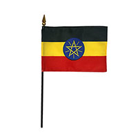 4 Inch (in) Height x 6 Inch (in) Length Ethiopia Nylon Desktop Flag