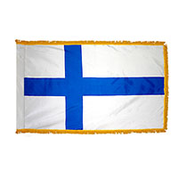 Finland Indoor Nylon Flag with Fringe