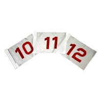 White Golf Course Flag Set with Red Numbers
