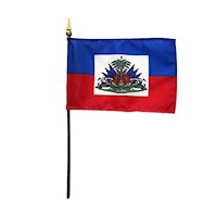 4 Inch (in) Height x 6 Inch (in) Length Haiti Nylon Desktop Flag