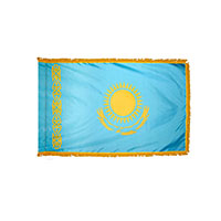 Kazakhstan Indoor Nylon Flag with Fringe