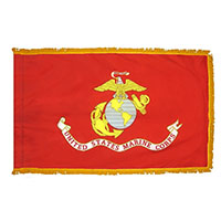 United States (U.S.) Marine Corps Indoor Nylon Flag with Fringe