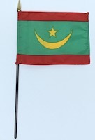 4 Inch (in) Height x 6 Inch (in) Length Mauritania Nylon Desktop Flag