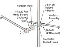 Fiberglass Commercial Flagpoles with Yardarm and Gaff Assembly