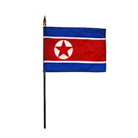 4 Inch (in) Height x 6 Inch (in) Length North Korea Nylon Desktop Flag