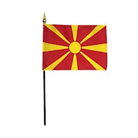 4 Inch (in) Height x 6 Inch (in) Length North Macedonia Nylon Desktop Flag
