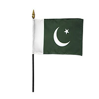 4 Inch (in) Height x 6 Inch (in) Length Pakistan Nylon Desktop Flag