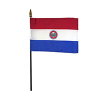 4 Inch (in) Height x 6 Inch (in) Length Paraguay Nylon Desktop Flag