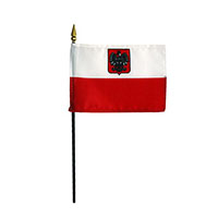 4 Inch (in) Height x 6 Inch (in) Length Poland with Eagle Nylon Desktop Flag