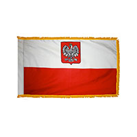 Poland Indoor Nylon Flag with Eagle and Fringe