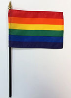 4 Inch (in) Height x 6 Inch (in) Length Rainbow Nylon Desktop Flag