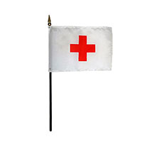 4 Inch (in) Height x 6 Inch (in) Length Red Cross Nylon Desktop Flag