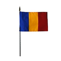 4 Inch (in) Height x 6 Inch (in) Length Romania Nylon Desktop Flag