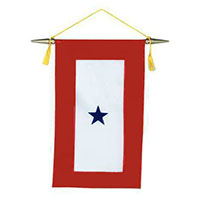 8 Inch (in) Height and 15 Inch (in) Length Blue Service Star Nylon Banner Flag with Cross Bar