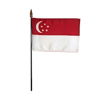 4 Inch (in) Height x 6 Inch (in) Length Singapore Nylon Desktop Flag
