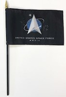 4 Inch (in) Height x 6 Inch (in) Length United States (US) Space Force Logo Desktop Flag