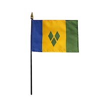4 Inch (in) Height x 6 Inch (in) Length Saint Vincent and Grenadines Nylon Desktop Flag