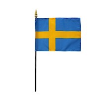 4 Inch (in) Height x 6 Inch (in) Length Sweden Nylon Desktop Flag