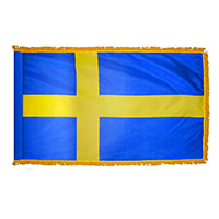 Sweden Indoor Nylon Flag with Fringe