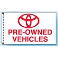 2.5 Feet (ft) Height x 3.5 Feet (ft) Length Toyota Pre-Owned Authorized Automobile Dealer Nylon Flag