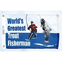 Trout Fisherman 12 Inch (in) Height x 18 Inch (in) Length Nylon Fun Fishing Flag for Boats or Marinas