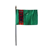4 Inch (in) Height x 6 Inch (in) Length Turkmenistan Nylon Desktop Flag