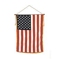 16 Inch (in) Height x 24 Inch (in) Length United States (U.S.) Classroom Flag with Fringe and 18 Inch (in) Staff Mounted