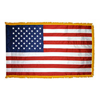 2-1/2 Feet (ft) Height x 4 Feet (ft) Length United States (U.S.) Nylon Indoor Flag with Fringe