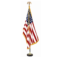 Signature Mahogany Complete Indoor USA Flag Set