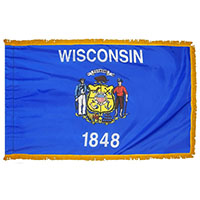 Wisconsin State Indoor Nylon Flag with fringe