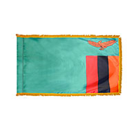 Zambia Indoor Nylon Flag with Fringe