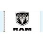 3 Feet (ft) Height x 5 Feet (ft) Length, White Nylon Dodge Ram Authorized Automobile Dealer Flag