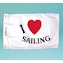 I Love Sailing 12 Inch (in) Height x 18 Inch (in) Length Nylon Fun Fishing Flag for Boats or Marinas