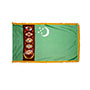 Turkmenistan Indoor Nylon Flag with Fringe