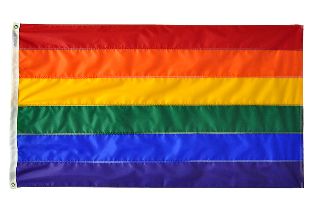 5x8 Embroidered Gay Pride Rainbow Stripes 210D Nylon Flag 5'x8' 