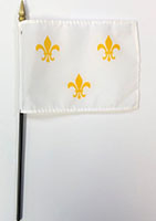 Fleur De Lis - 3 Gold/white 4 Inch (in) Height x 6 Inch (in) Length Desktop Flag