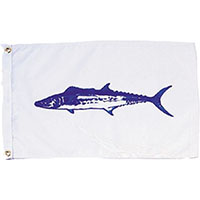 King Mackerel 12 Inch (in) Height x 18 Inch (in) Length Nylon Fish Flag for Boats or Marinas