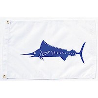 Marlin 12 Inch (in) Height x 18 Inch (in) Length Nylon Fish Flag for Boats or Marinas