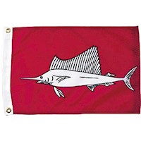 Sailfish 12 Inch (in) Height x 18 Inch (in) Length Nylon Fish Flag for Boats or Marinas