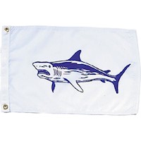 Shark 12 Inch (in) Height x 18 Inch (in) Length Nylon Fish Flag for Boats or Marinas