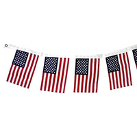 12 Feet (ft) String, 8 Inch (in) Height x 12 Feet (ft) Length, Cotton, United States of America (USA) Garland Flag